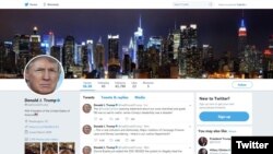 A portion of President Donald Trump's Twitter page.
