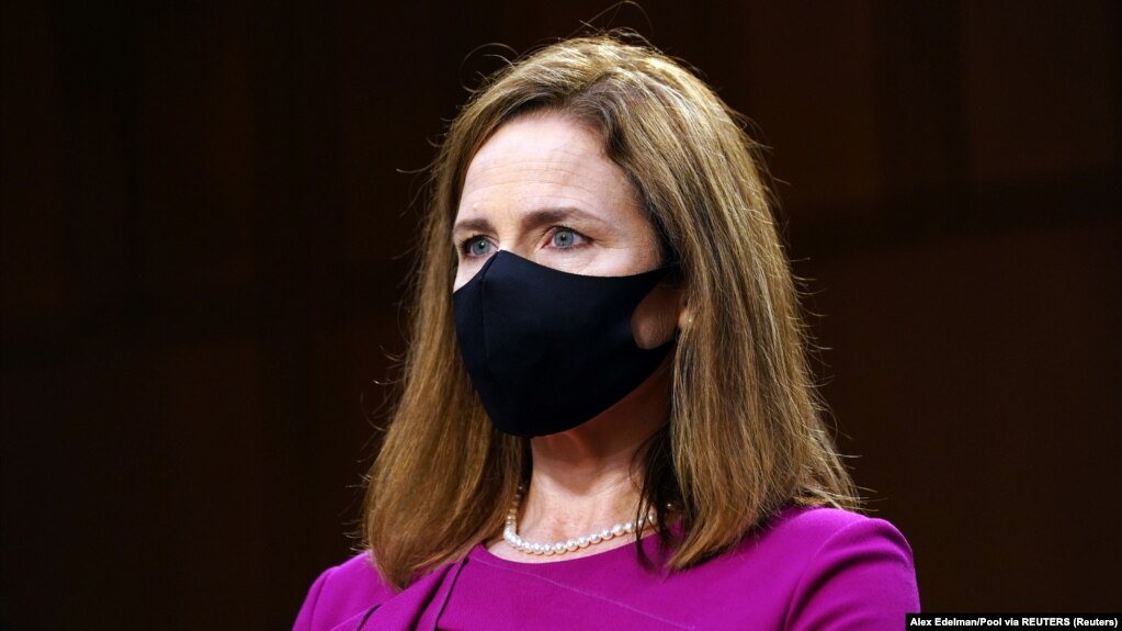 USA, Washington, Amy Coney Barrett looks on before a confirmation hearing before the Senate Judiciary Committee