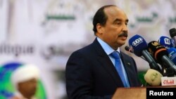 Le président mauritanien Mohamed Ould Abdel Aziz parle lors d'un session à Khartoum, Soudan, le 10 octobre 2016.
