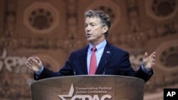 Senator Rand Paul dari Partai Republik berbicara dalam konferensi tahunan Komite Aksi Politik Konservatif di National Harbor, Md., 7 Maret 2014. (Foto: dok.) 