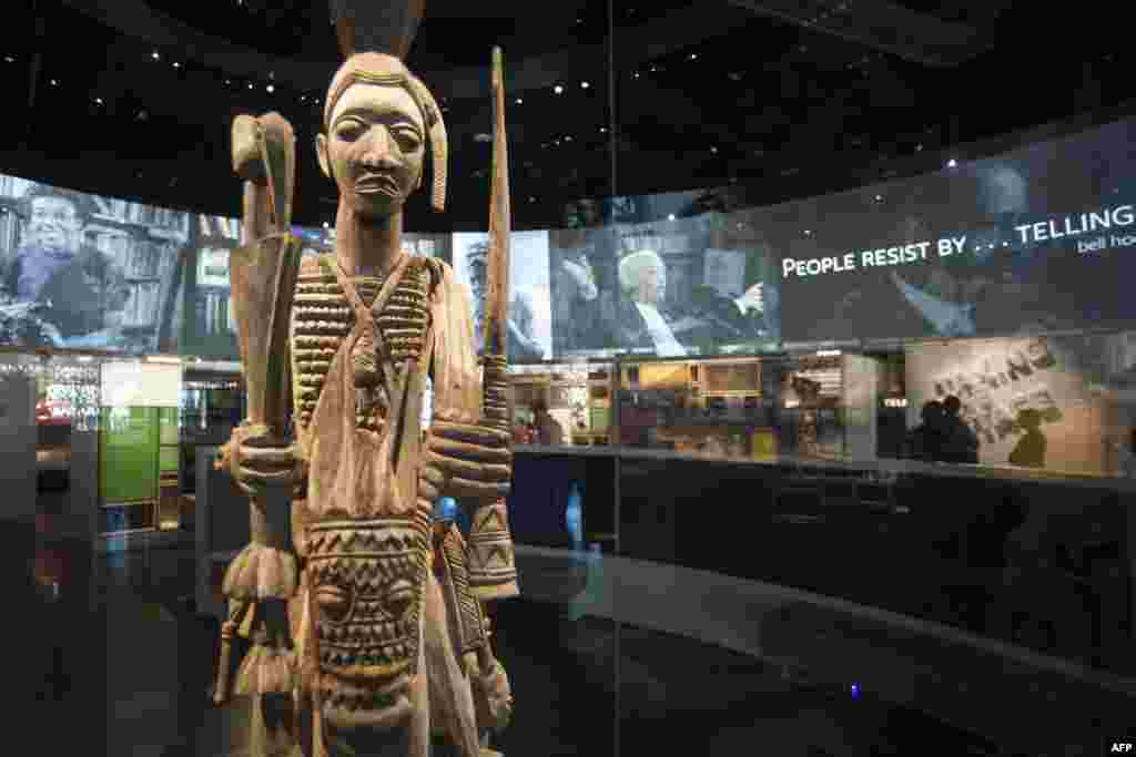 A statue is viewed during a press preview at the Smithsonian's National Museum of African American History and Culture in Washington on Sept. 14, 2016.