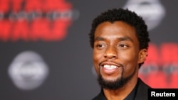 FILE - Actor Chadwick Boseman is pictured at the world premiere of “Star Wars: The Last Jedi” in Los Angeles, Sept. 12, 2017.