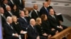 Four former presidents and spouses join U.S. President Joe Biden and Vice President Kamala Harris and spouses at the funeral for former U.S. President Jimmy Carter at the Washington National Cathedral in Washington on Jan. 9, 2025.