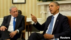 Presiden AS Barack Obama (kanan) menerima PM Israel Benjamin Netanyahu di Gedung Putih, Washington, Senin (30/9). 