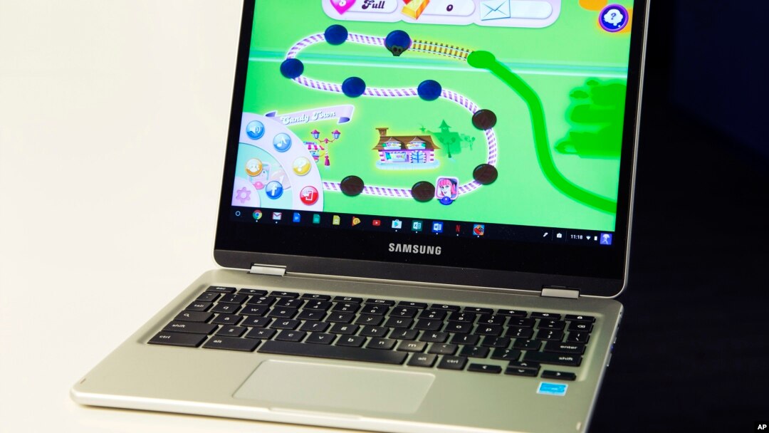 A Google Chromebook displays Candy Crush Saga in New York, Feb. 8, 2017.