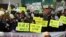 Protesters rally for North Korean defectors near the Chinese embassy, Seoul, March 3, 2012.