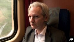 This film publicity image released by Focus World shows Julian Assange in a scene from the documentary, "We Steal Secrets: The Story of WikiLeaks." 