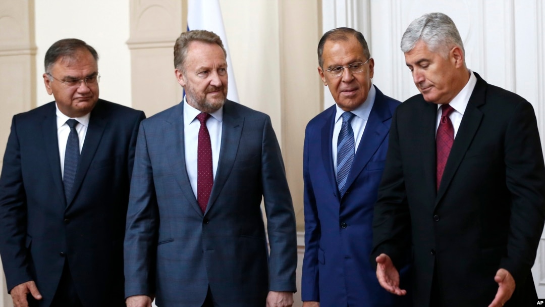 Sergej Lavrov, šef ruske diplomatije sa članovima predsedništva BiH u Sarajevu 21. septembra 2018.