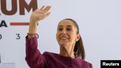 Mexican President-elect Claudia Sheinbaum holds a press conference, in Mexico City