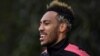 L'attaquant gabonais d'Arsenal, Pierre-Emerick Aubameyang, sur le terrain d'Arsenal à Londres Colney le 4 avril 2018