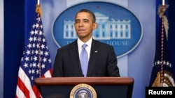 奥巴马总统2013年12月20号在白宫举行的年终记者会。