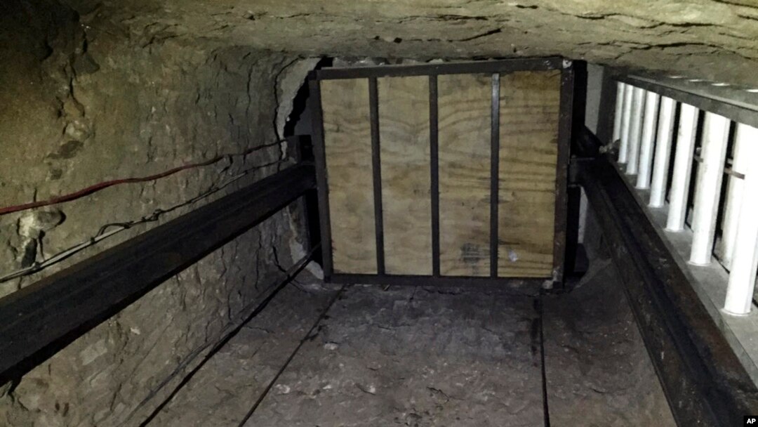 FILE - Undated image provided by US Department of Justice, shows elevator inside tunnel stretching from Mexico to San Diego.