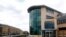 A general view of AstraZeneca offices and the corporate logo in Cambridge, England, July 18, 2020. 