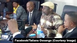 Franck Diongo, mokambi ya MLP, na bokutani na bapanzi sango, na Kinshasa, le 2 avril 2019. (Facebook/Tatiana Ossango)