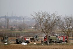 Greek army reinforces the border line at the Greek-Turkish border in the village of Kastanies, Evros region, March 9, 2020.