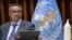 Le directeur général de l'Organisation mondiale de la santé, Tedros Adhanom Ghebreyesus, lors d'une conférence de presse à Genève.