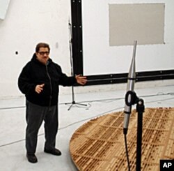NWAA Labs president Ron Sauro shows off his reverberation room, which is located in an abandoned nuclear plant.