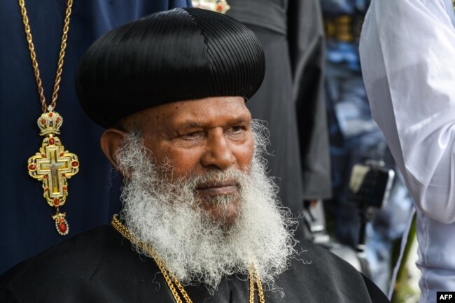 Abune Merkorios, the 4th Patriarch of Ethiopian Orthodox Tewahdo Church arrives in Addis Ababa, Aug. 1, 2018 as he returns from an exile of more than 26 years, in the U.S.