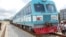 A picture taken on September 20, 2012 in Abuja shows a train at standstill on a track under construction at the building site of the Abuja light rail project. 