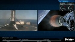 Falcon 9 first stage landed on the Just Read the Instructions droneship — completing this rocket booster’s third launch and landing this year. (Twitter\SpaceX)