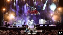 Singer Steven Tyler performs during a concert of Aerosmith at the Koenigsplatz in Munich, Germany, May 26, 2017.