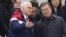 U.S. Vice President Mike Pence and South Korea's President Moon Jae-in attend a speed skating event at the Pyeongchang 2018 Winter Olympics, in Gangneung, South Korea, Feb. 10, 2018.