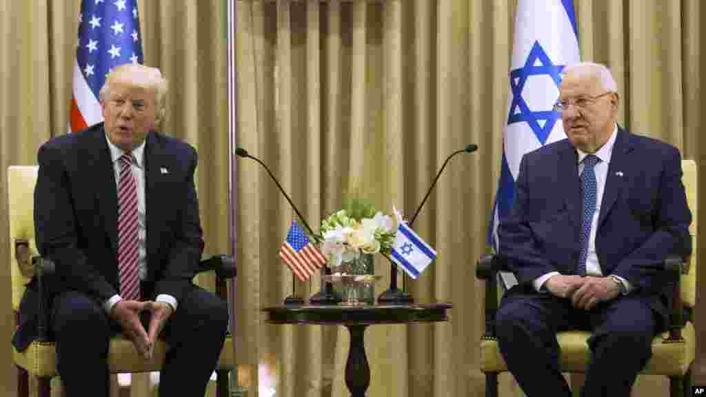 Le président américain Donald J. Trump et le président israélien Reuven Rivlin, à Jérusalem, en Israël, le 22 mai 2017.