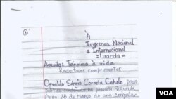 Carta do activista angolano Osvaldo Caholo, página 1