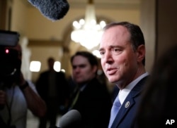 FILE - Rep. Adam Schiff, D-Calif., ranking member of the House Intelligence Committee, speaks with reporters on Capitol Hill.