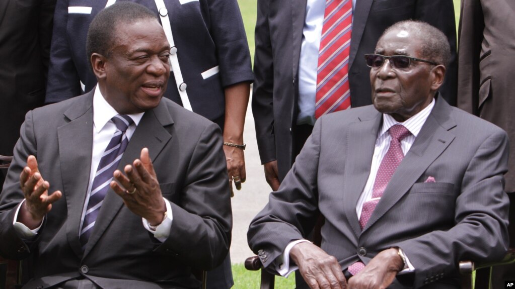 File Emmerson Mnangagwa And Then Zimbabwean President Robert Mugabe After The Swearing In Ceremony At File Emmerson Mnangagwa And Then Zimbabwean President Robert Mugabe After The Swearing In Ceremony At