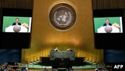 This UN handout photo shows Hun Sen, Prime Minister of Cambodia, as he virtually addresses the general debate of the 75th session of the United Nations General Assembly, on September 26, 2020, in New York. (Photo by Evan SCHNEIDER/UNITED NATIONS/AFP)