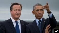 奧巴馬和卡梅倫星期五在威爾斯舉行的北約領導人會議上