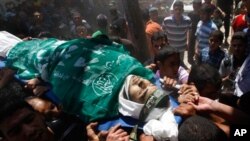 팔레스타인 가자지구에서 열린 희생자 장례식 장면