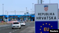 FILE - A Croatian border crossing is seen at Bregana, Croatia, July 1, 2013.