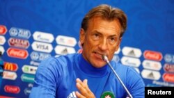 Hervé Renard lors d'une conférence de presse à Moscou, en Russie, le 19 juin 2018.