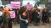 Women demand an end to violence and push the government to organize an all-inclusive dialogue with the warring sides, in Bamenda, Cameroon, May 10, 2019.