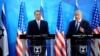Speaker of the United States House of Representatives John Boehner, left, and Israel's Prime Minister Benjamin Netanyahu, right, make statements during a press conference at the prime minister's office in Jerusalem, April 1, 2015. 