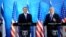 Speaker of the United States House of Representatives John Boehner, left, and Israel's Prime Minister Benjamin Netanyahu, right, make statements during a press conference at the prime minister's office in Jerusalem, April 1, 2015. 