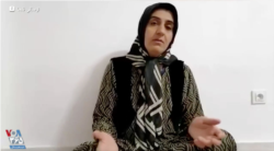 A screen grab of video shared with VOA Persian on Aug. 11, 2020, shows Sharareh Sadeghi, wife of Iranian Kurdish political prisoner Heydar Ghorbani, pleading for international support to stop Iranian authorities from executing her husband.