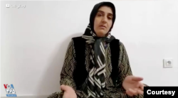 A screen grab of video shared with VOA Persian on Aug. 11, 2020, shows Sharareh Sadeghi, wife of Iranian Kurdish political prisoner Heydar Ghorbani, pleading for international support to stop Iranian authorities from executing her husband.