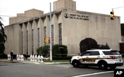 A police vehicle is seen near the Tree of Life/Or L'Simcha Synagogue in Pittsburgh, Pennsylvania, Oct. 29, 2018.
