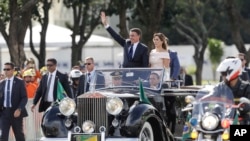 Le couple Bolsonaro lors de la cérémonie d'investiture, le 1er janvier 2019.