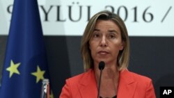 Federica Mogherini, jefe de política exterior de la Unión Europea, instó averiguar qué pasó en realidad en las elecciones de gobernador el domingo 15 de octubre en Venezuela. Foto de archivo.