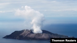 An aerial view of the Whakaari, also known as White Island volcano, in New Zealand, Nov. 30, 2020.
