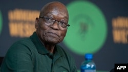 FILE—Former South African president Jacob Zuma attends a press briefing at the YMCA Community Hall in Soweto on December 16, 2023.