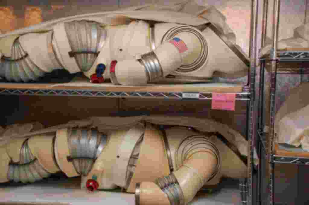 These experimental suits - along with suits that were used in space - are stored in a climate-controlled facility outside of Washington, DC.