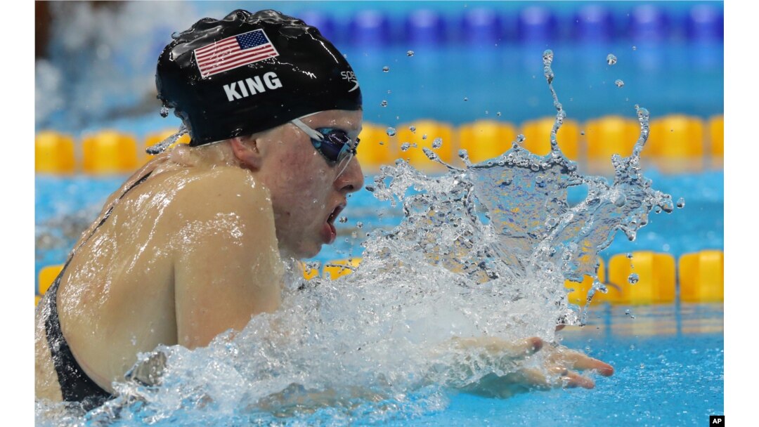 United States' Lilly King competes in a semifinal of the women's 100-meter breaststroke during the swimming competitions at the 2016 Summer Olympics in Rio de Janeiro, Brazil, Aug. 7, 2016.