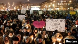 People attend a vigil in support of the Muslim community in Montreal, Quebec, Jan. 30, 2017. 