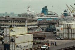 FILE - A picture taken on March 15, 2018 shows a gneral view of the port of Douala, Cameroon.