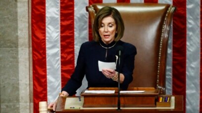 Chủ tịch Hạ viện Nancy Pelosi loan báo luận tội Tổng thống Donald Trump, ngày 18/12/2019.